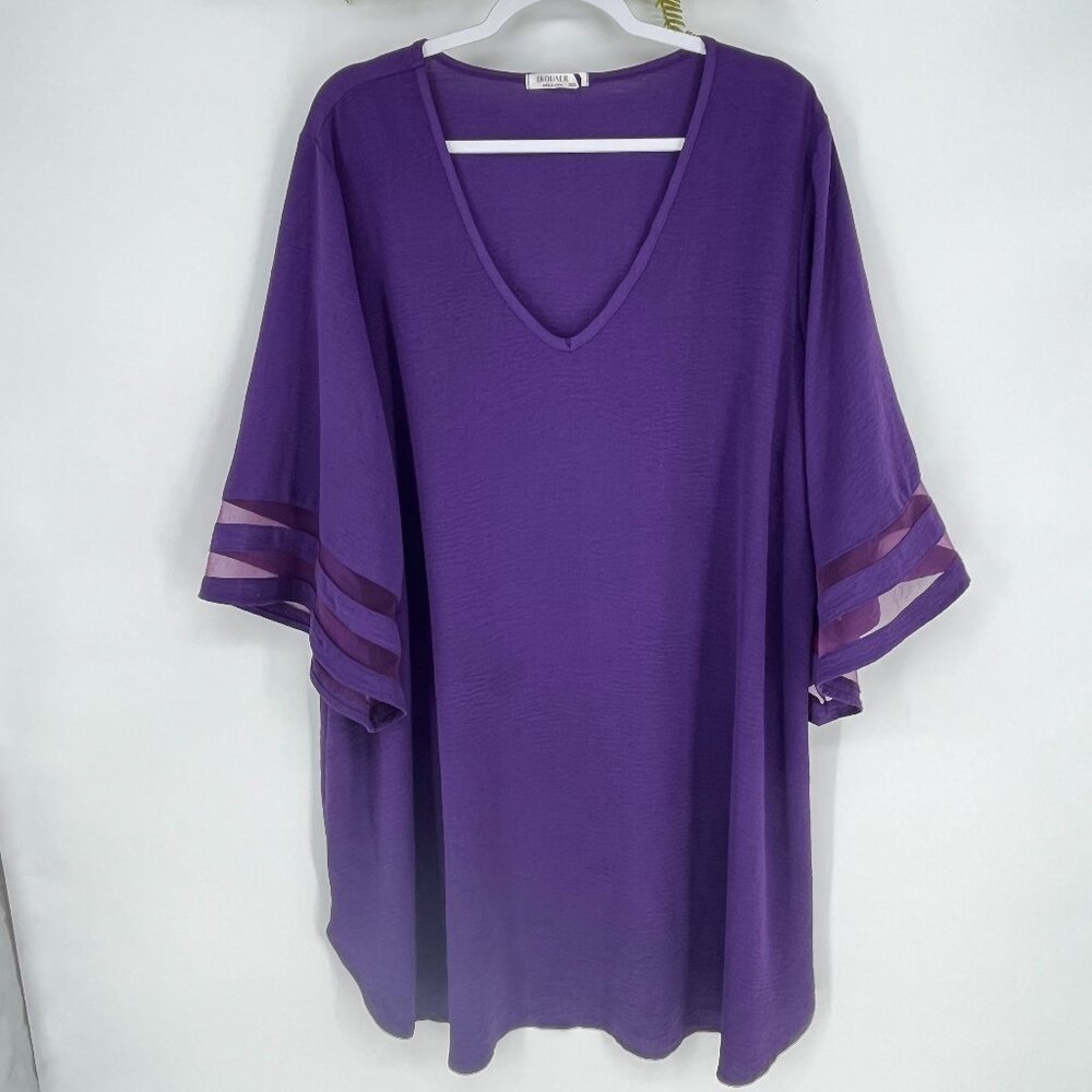 EKOUAER Size XXXL Purple‎ 3/4 Rayon Shirt